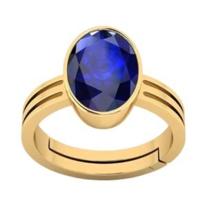 Ratna Blue Sapphire Neelam Gemstone Gold Plated Ring
